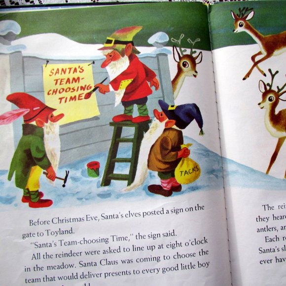 RUDOLPH THE RED-NOSED REINDEER VINTAGE 1958 GOLDEN BOOK, LARGE HARDBACK, EUC - Picture 7 of 7
